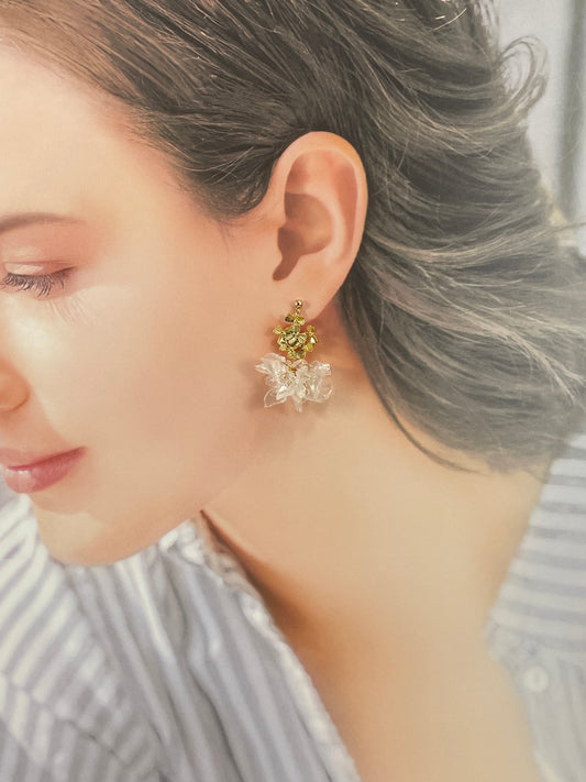 Upcycled earrings -crystal flowers - 14KGF