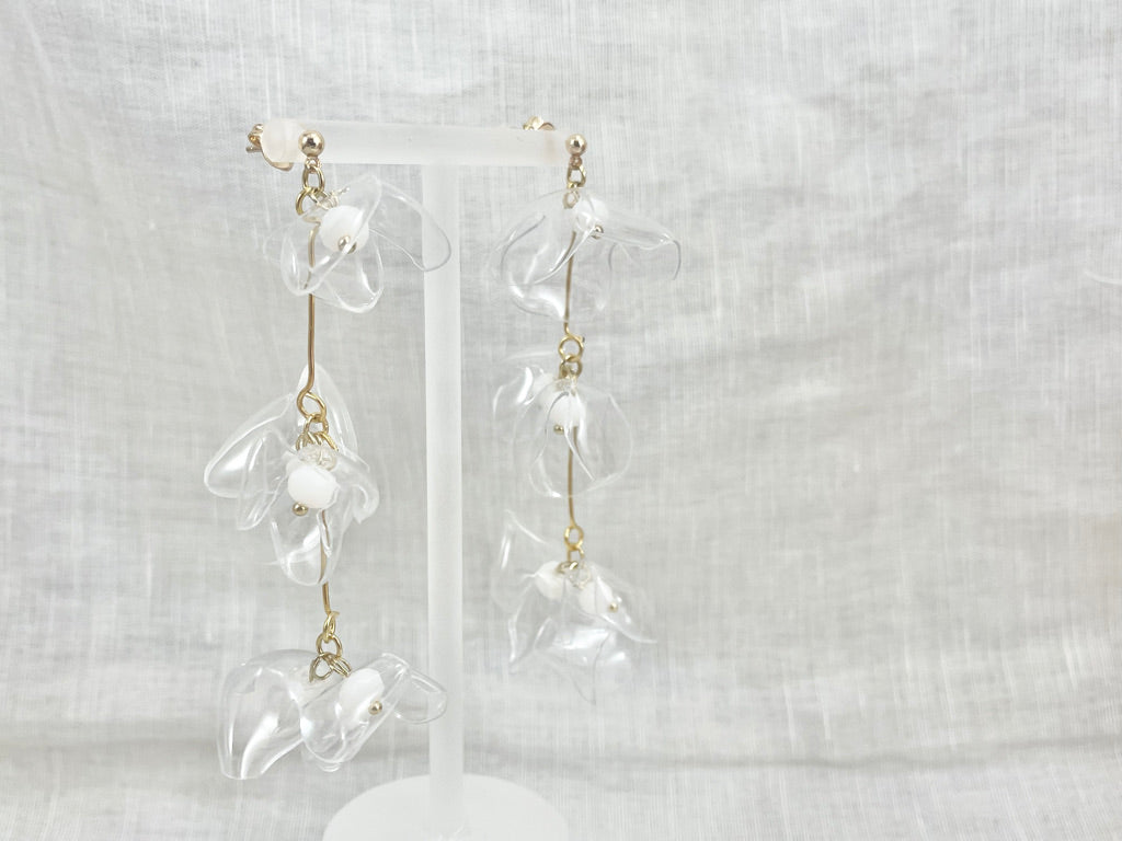 Upcycled earrings - bell flowers drop - 14KGF