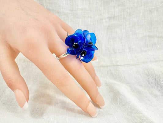 Upcycled ring - Blue water -