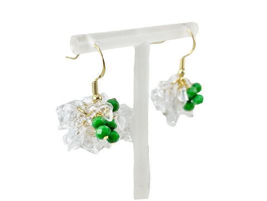 Upcycled earrings - green ice- 14KGF