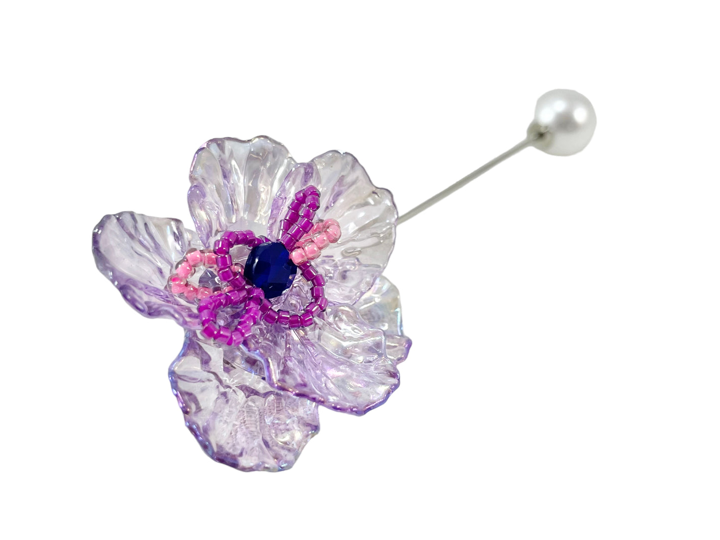 Pin brooch - flower - purple
