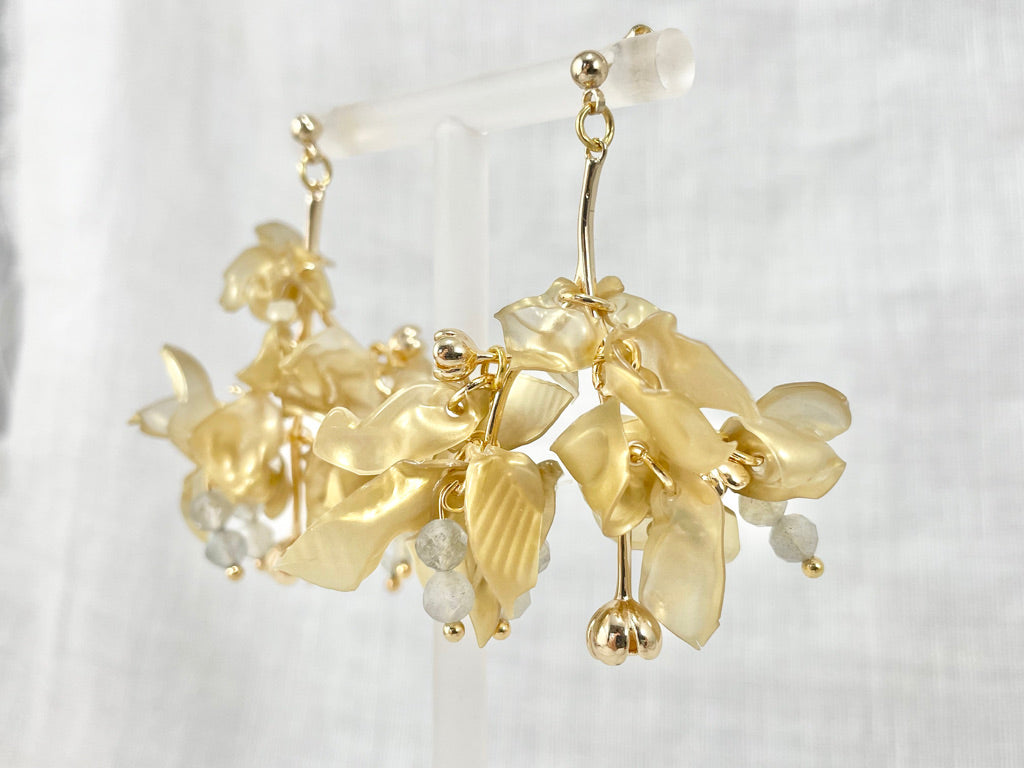 Upcycled earrings - gold leaf - 14KGF