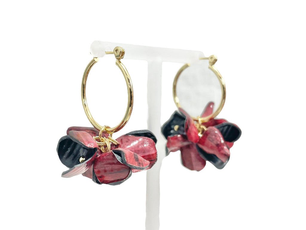 Upcycled earrings - bell flowers hoop - 14KGF