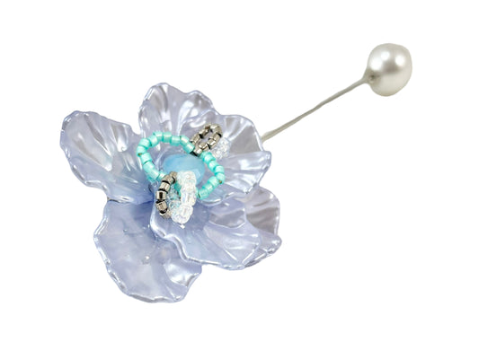 Pin brooch - flower - blue