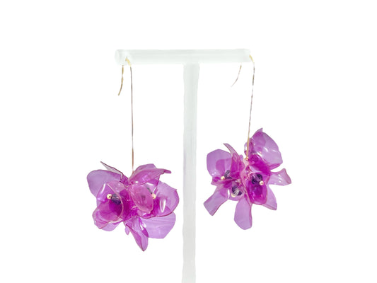 Upcycled earrings - bell flowers - purple