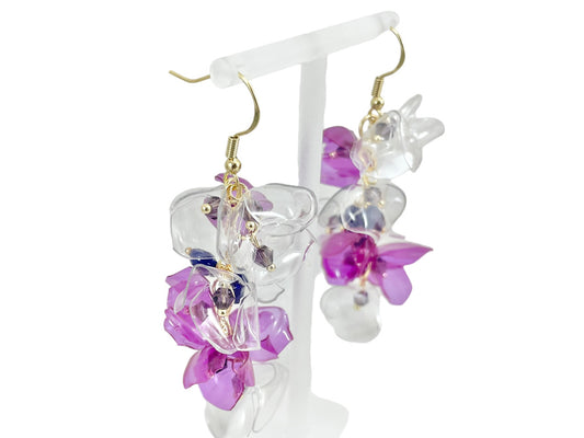 Upcycled earrings -grape flower - 14KGF