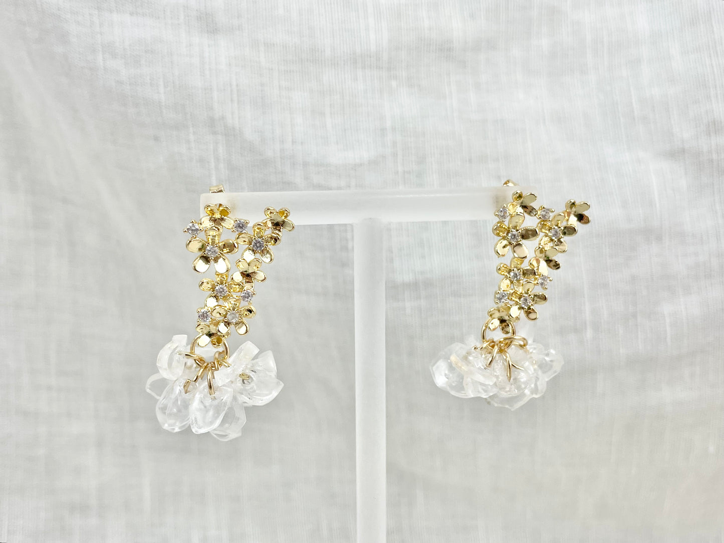 Upcycled earrings - cristal mini flowers - 14KGF