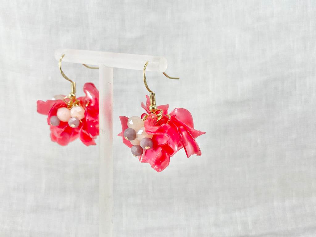 Upcycled earrings - cherry - 14KGF