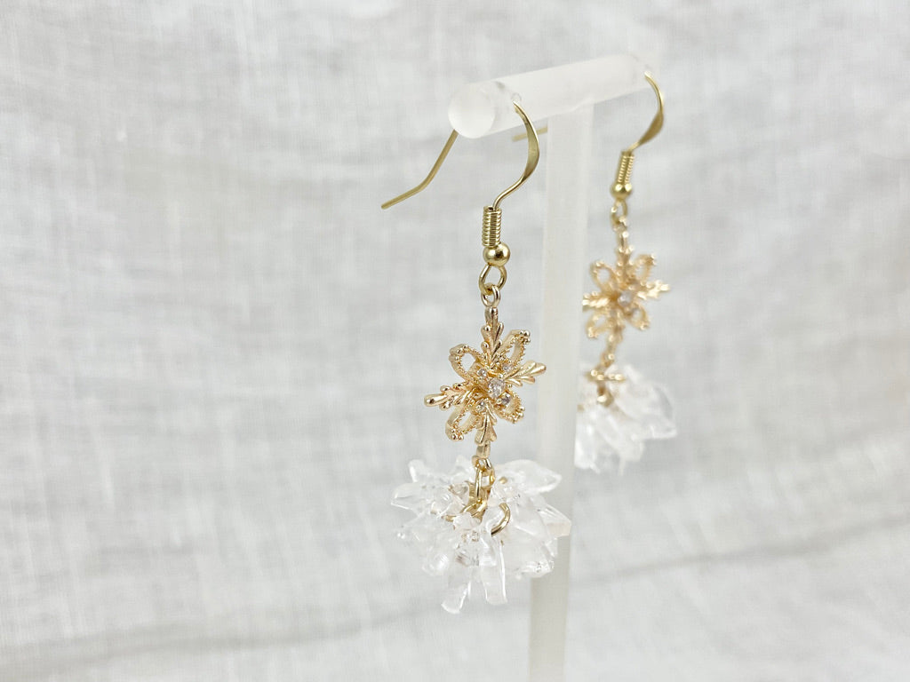 Upcycled earrings - crystal snow- 14KGF