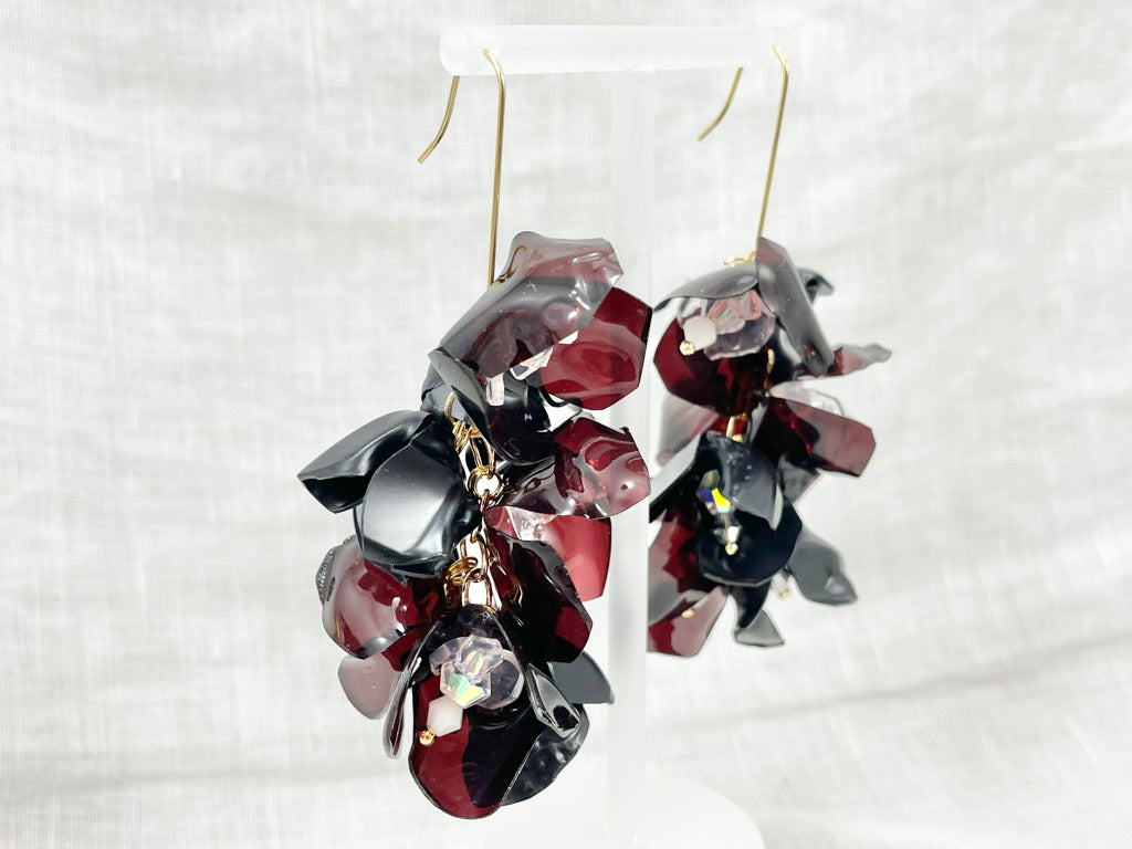 Upcycled earrings - full bloom -