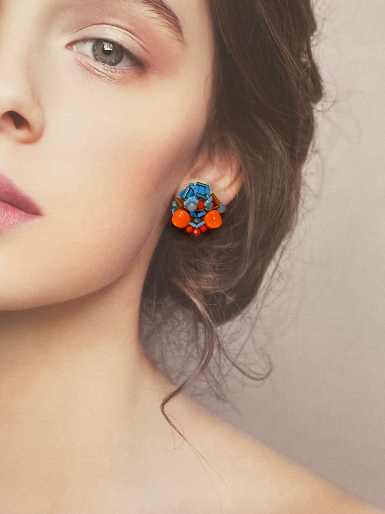Hand beaded earrings - Turquoise -
