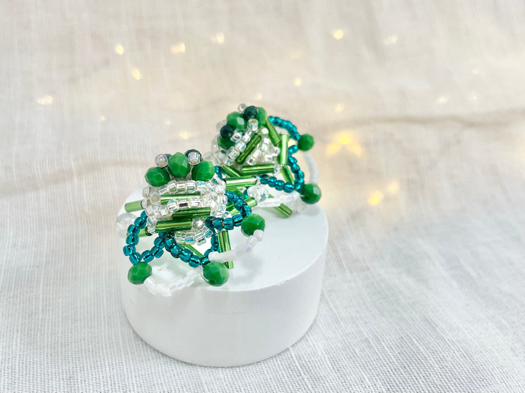 Hand beaded earrings - beads lace -