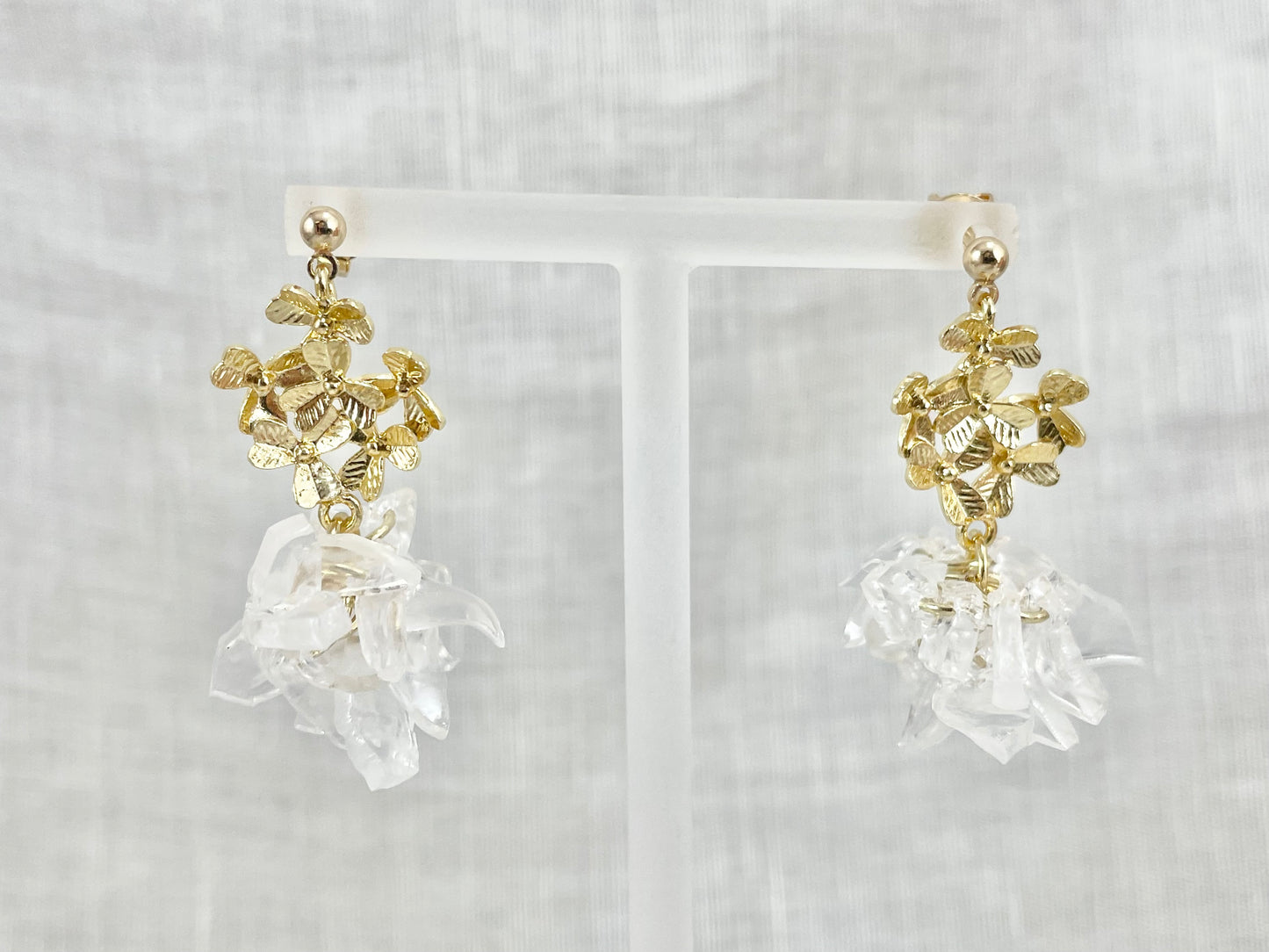 Upcycled earrings -crystal flowers - 14KGF