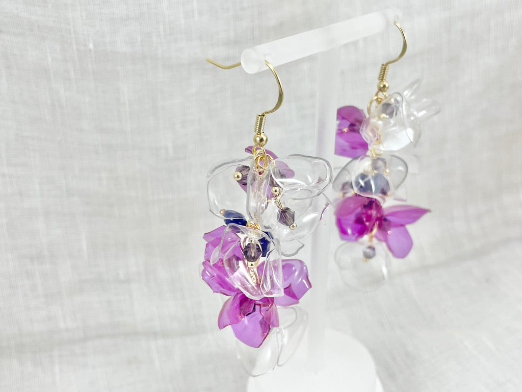 Upcycled earrings -grape flower - 14KGF