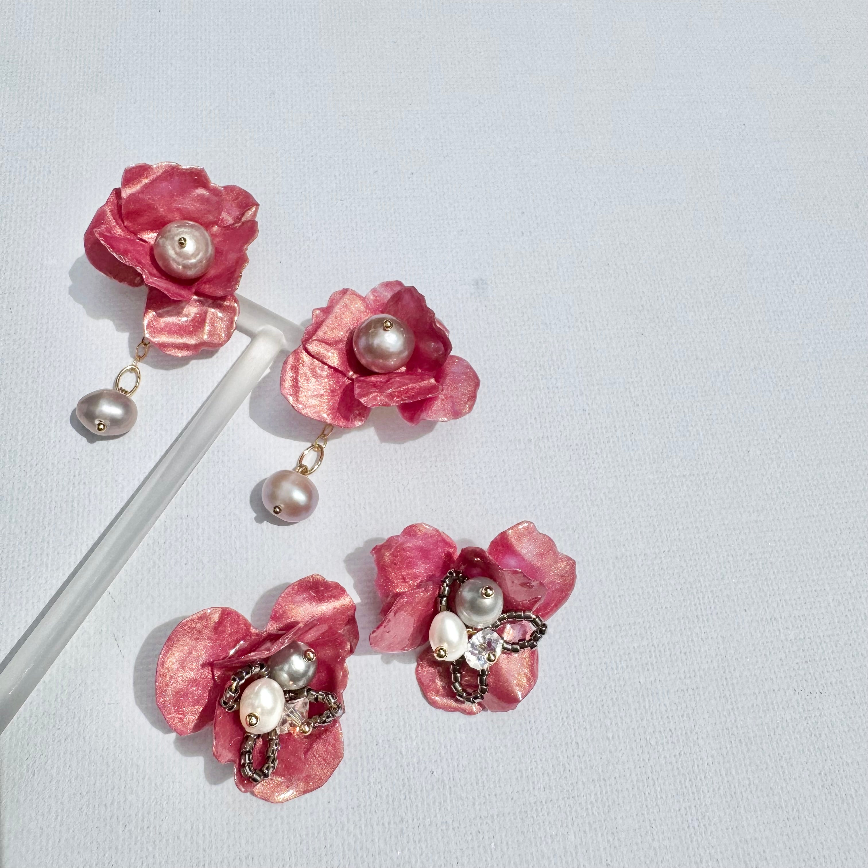 Enchanted Rose Earrings - Rosy Glow