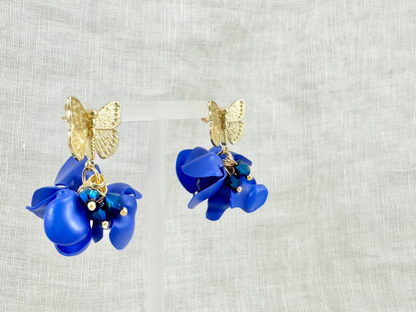 Upcycled earrings - butterfly garden - 14KGF
