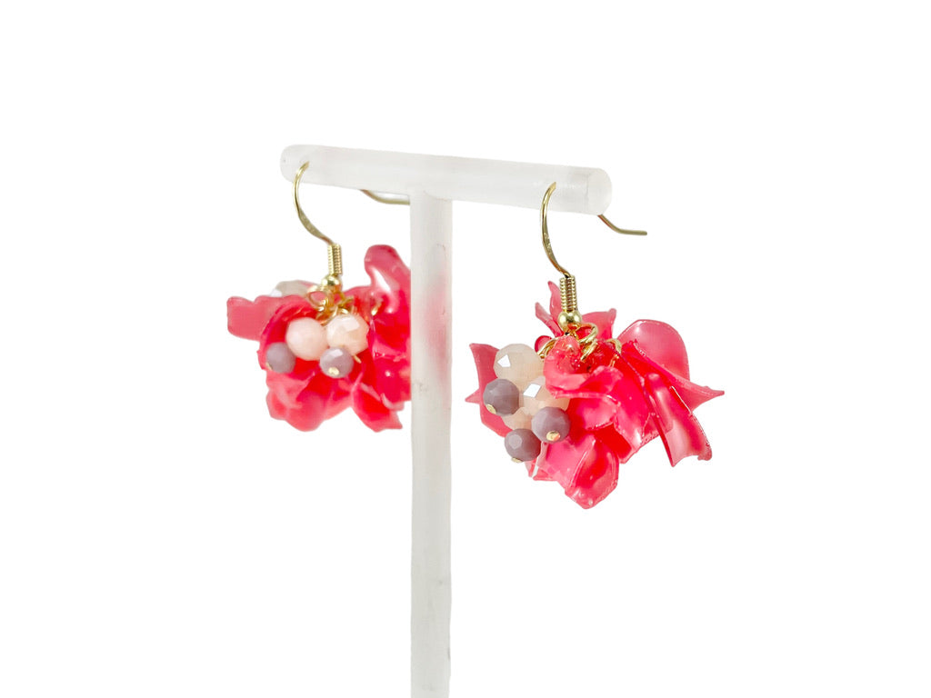 Upcycled earrings - cherry - 14KGF