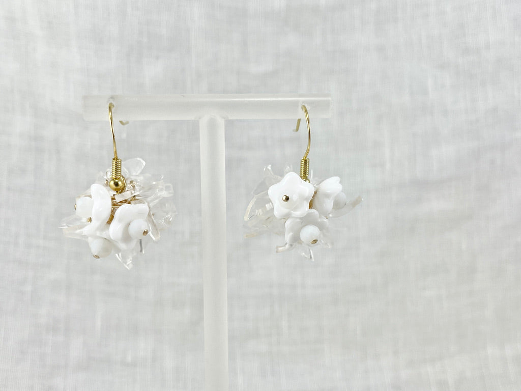 Upcycled earrings - white cherry - 14KGF