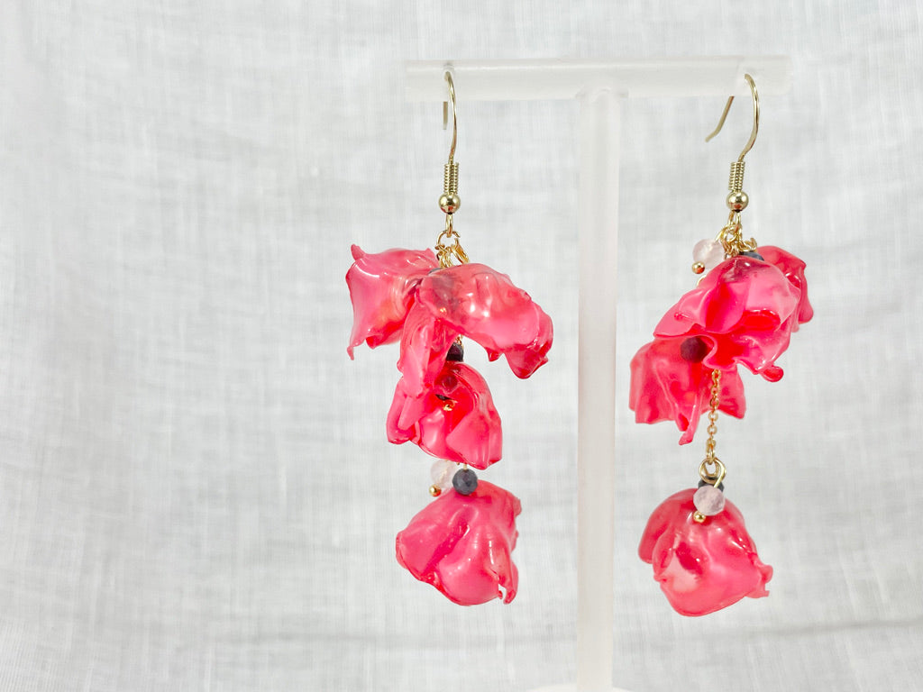 Upcycled earrings - Tulips- 14KGF