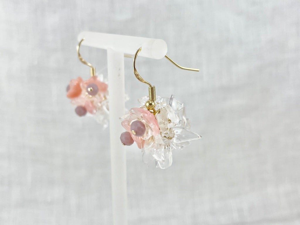 Upcycled earrings - white cherry - 14KGF