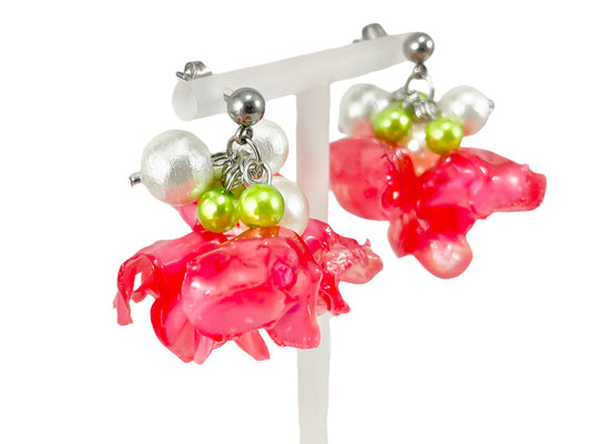 Upcycled earrings - poppy -