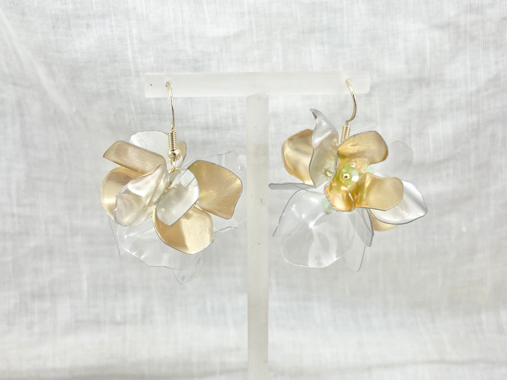 Upcycled earrings - gold bell flowers - 14KGF