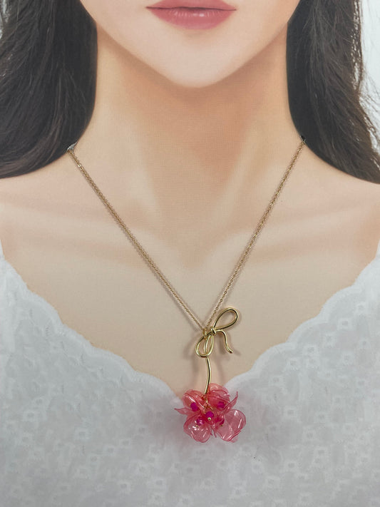 Upcycled necklace - elegant bow - 14KGF