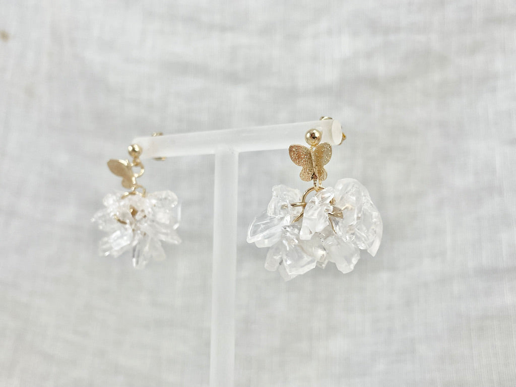 Upcycled earrings -crystal butterfly- 14KGF