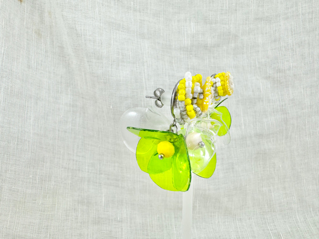 Upcycled earrings - Haute couture - Blooming