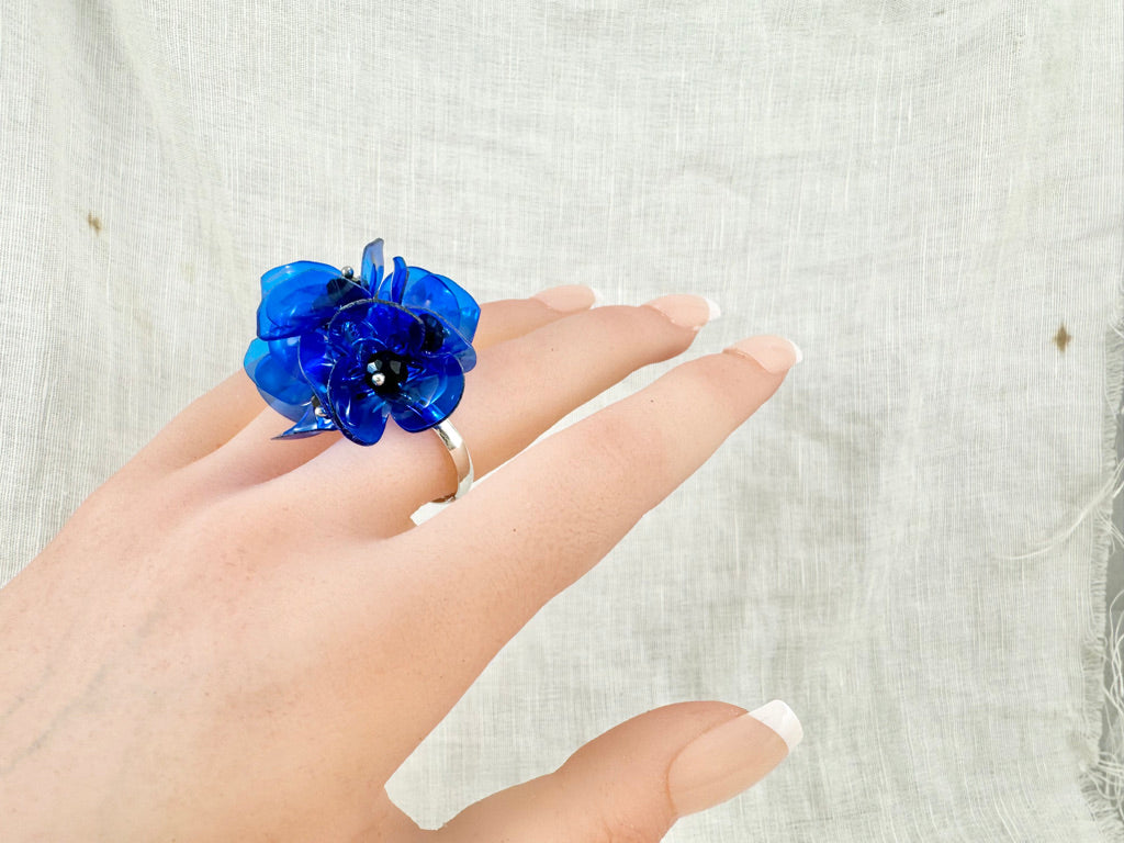 Upcycled ring - Blue water -