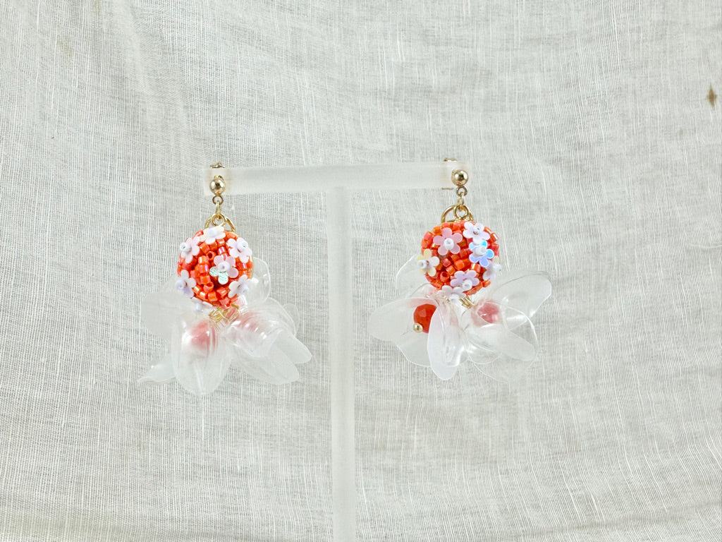 Upcycled earrings - Haute couture - Garden