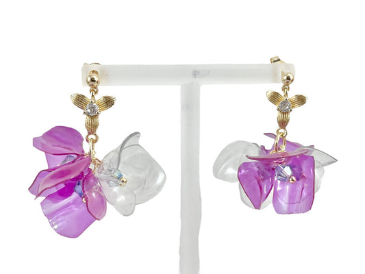 Upcycled earrings - royal bell flower - 14KGF