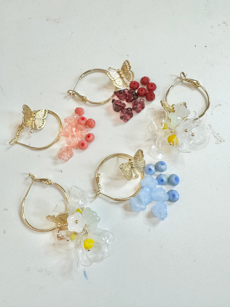 Upcycled earrings -hoop butterfly -