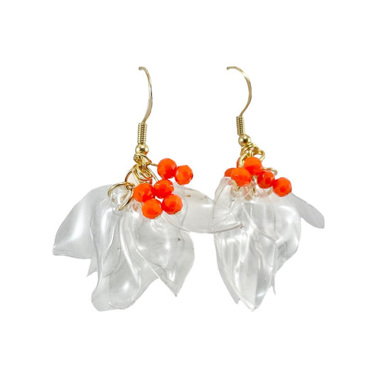 Upcycled earrings - petals - Orange - 14KGF