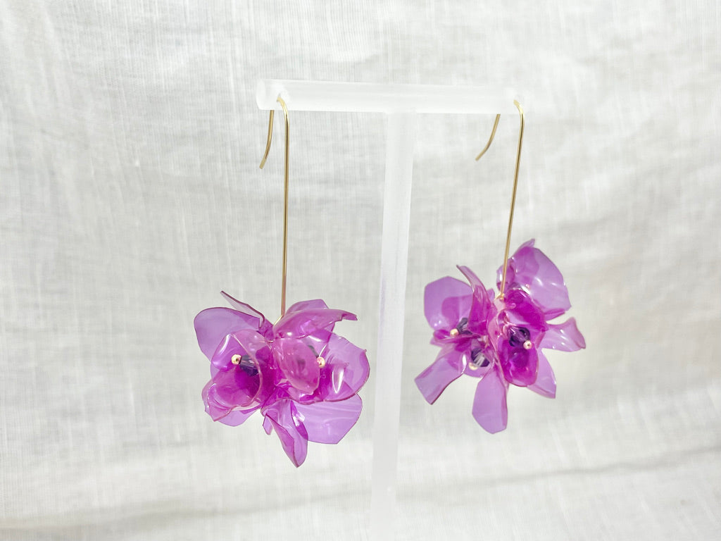 Upcycled earrings - bell flowers - purple