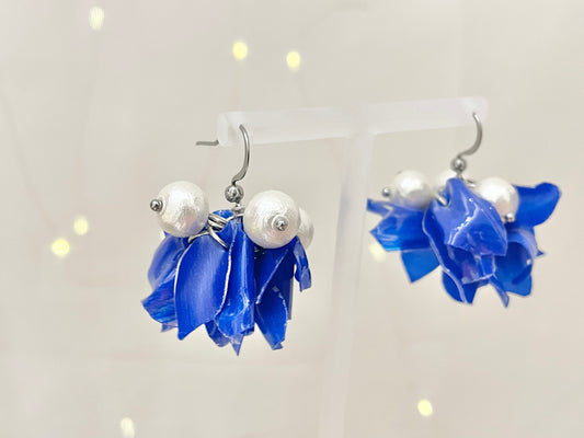 Upcycled earrings - cotton pearls- 14KGF