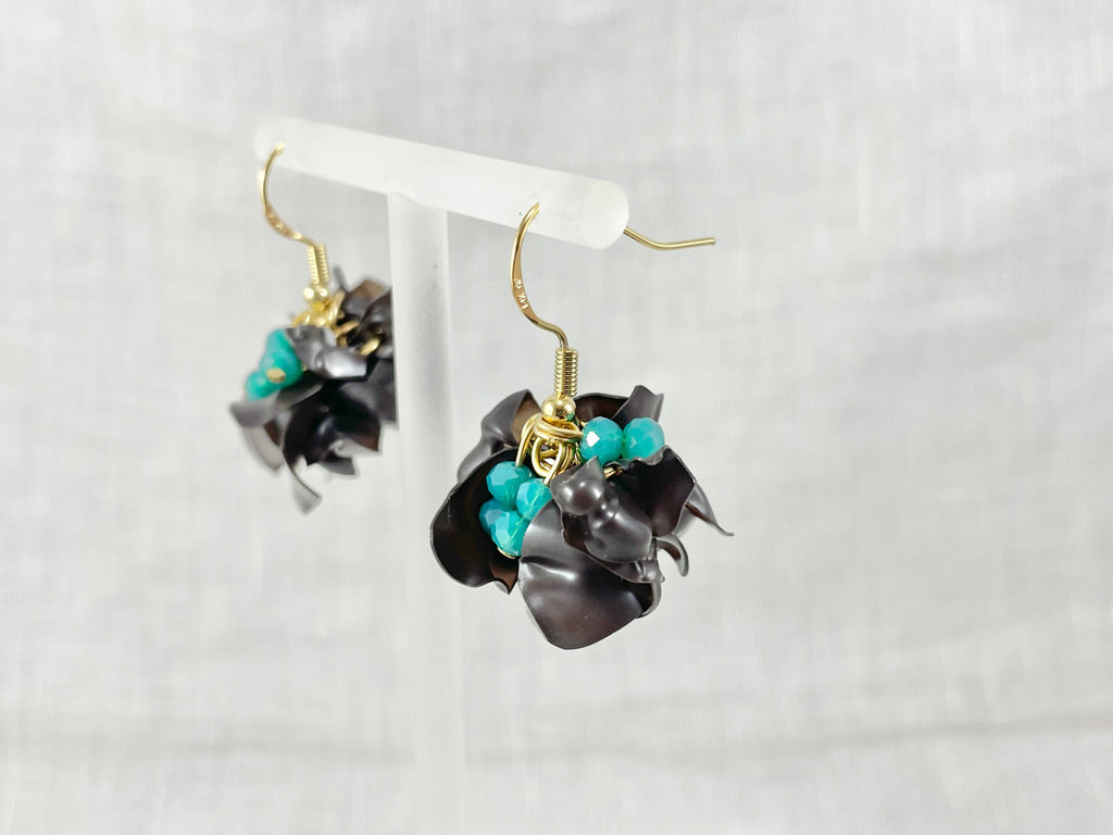 Upcycled earrings - chocolate - 14KGF