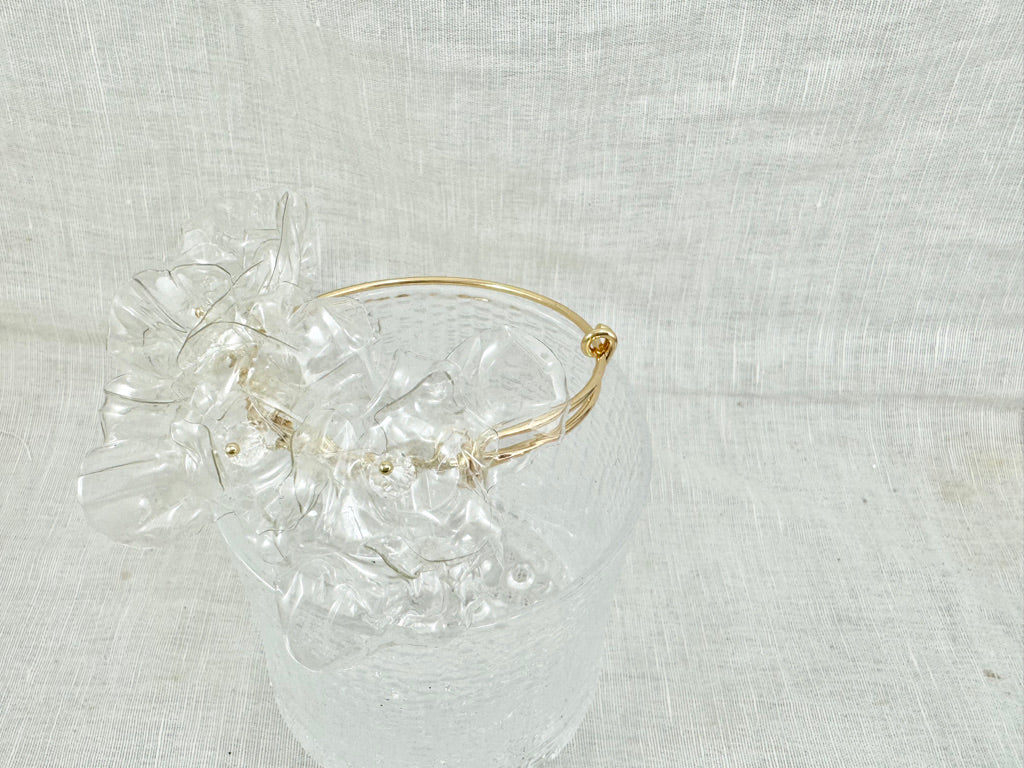 Upcycled bracelet bangle- clear flower -