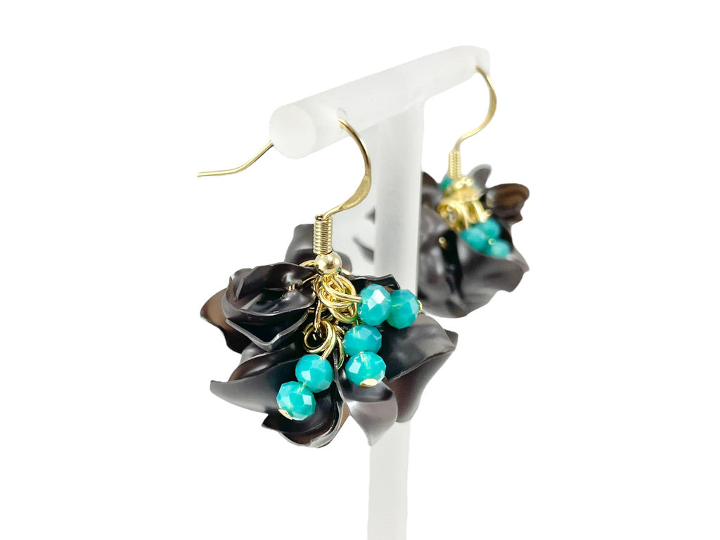 Upcycled earrings - chocolate - 14KGF