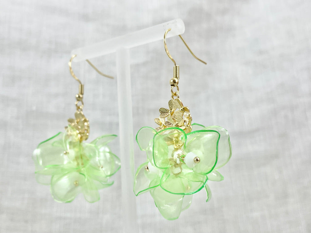 Upcycled earrings -green apple - 14KGF