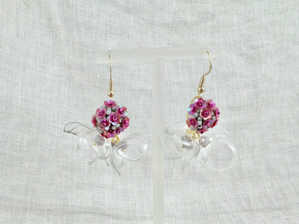 Upcycled earrings - Haute couture - Garden after rain