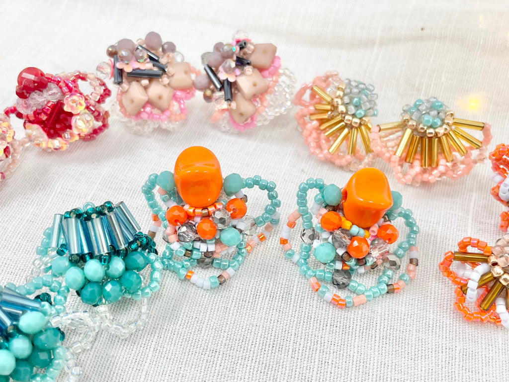 Hand beaded earrings - beads lace -