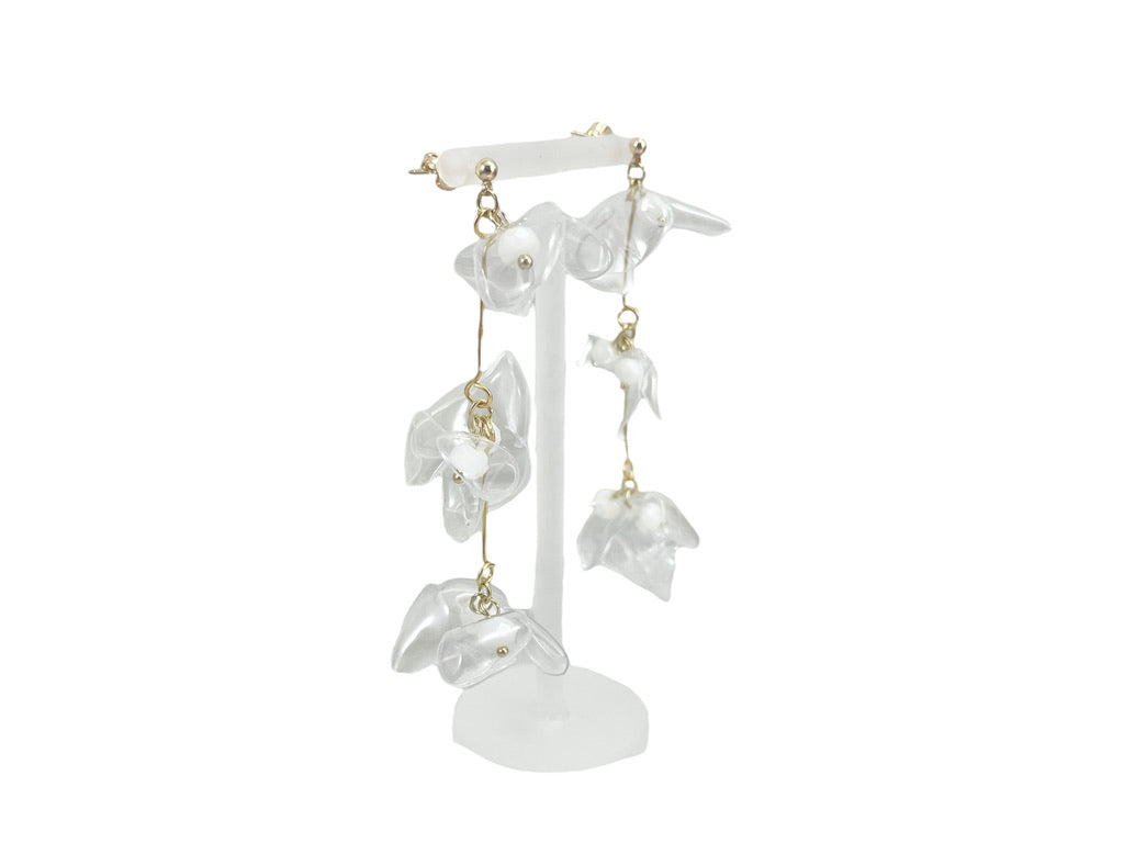 Upcycled earrings - bell flowers drop - 14KGF