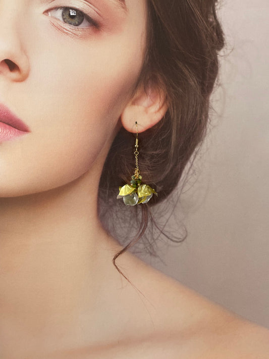 Upcycled earrings - antique rose- 14KGF