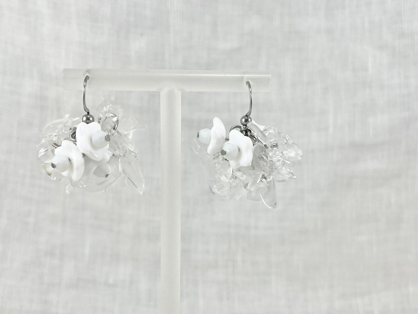 Upcycled earrings - white cherry -