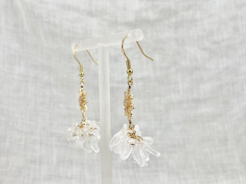 Upcycled earrings - crystal snow- 14KGF
