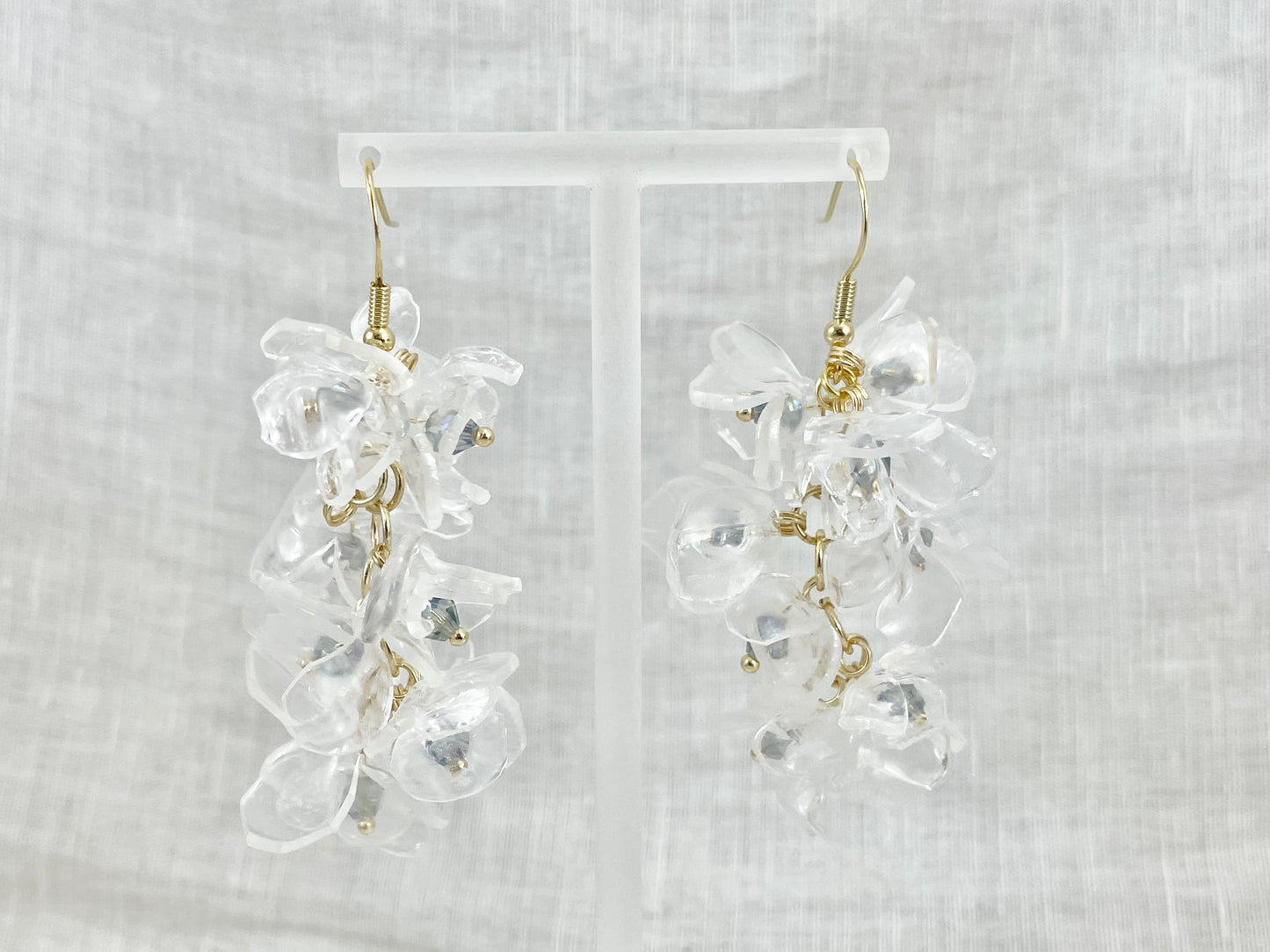 Upcycled earrings - sweet alyssum - 14KGF