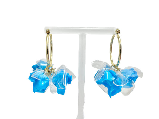 Upcycled earrings - bell flowers hoop - 14KGF