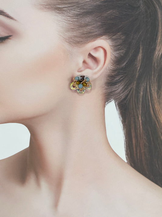 Hand beaded earrings - mint chocolate -