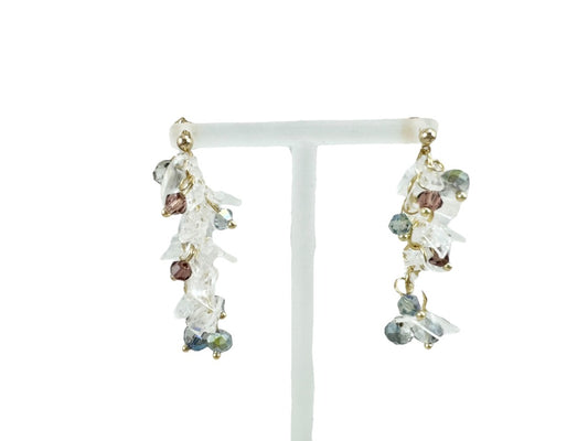 Upcycled earrings - Crystal ice - 14KGF